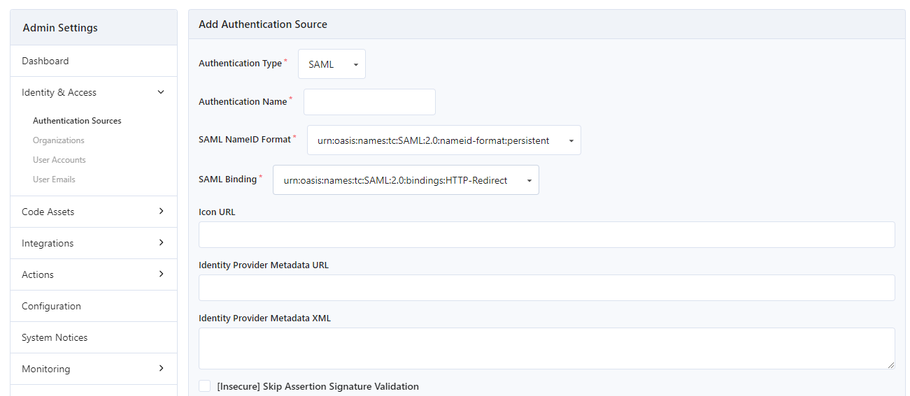 SAML Auth Interface